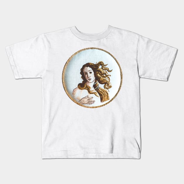 the birth of venus embroidery Sandro Botticelli Kids T-Shirt by opptop